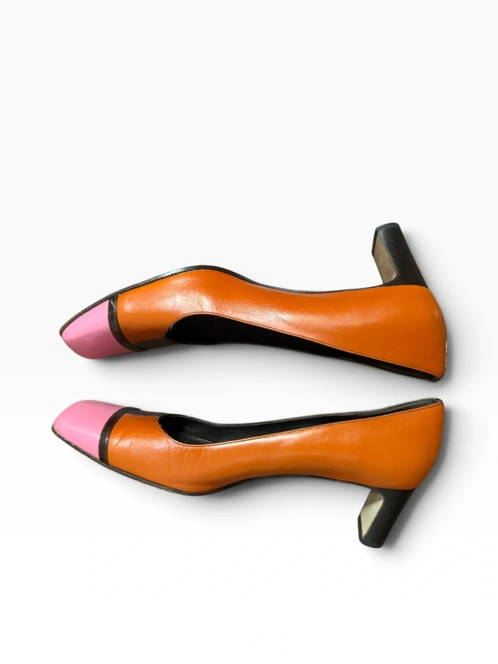 Vintage Y2K Kate Spade Colorblock Leather Pumps Pink Orange Brown 10B